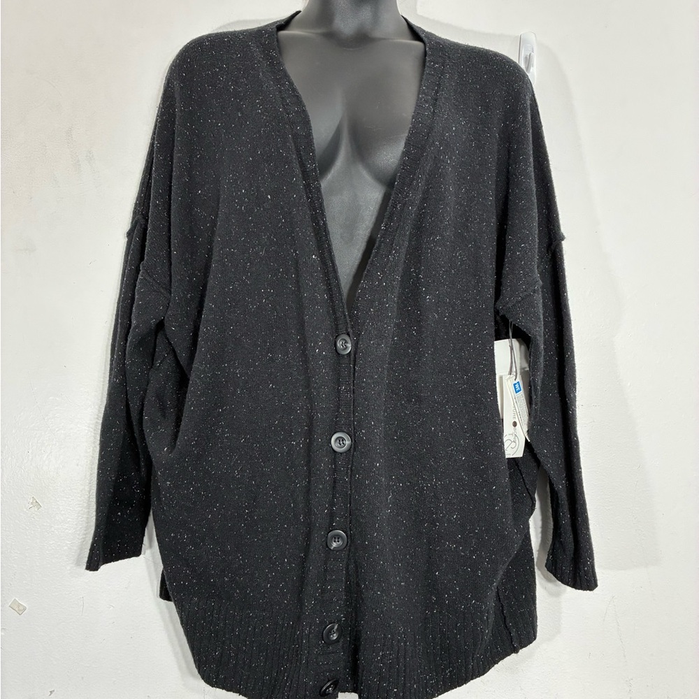 Treasure & Bond Oversized V neck Cardigan Black NEW